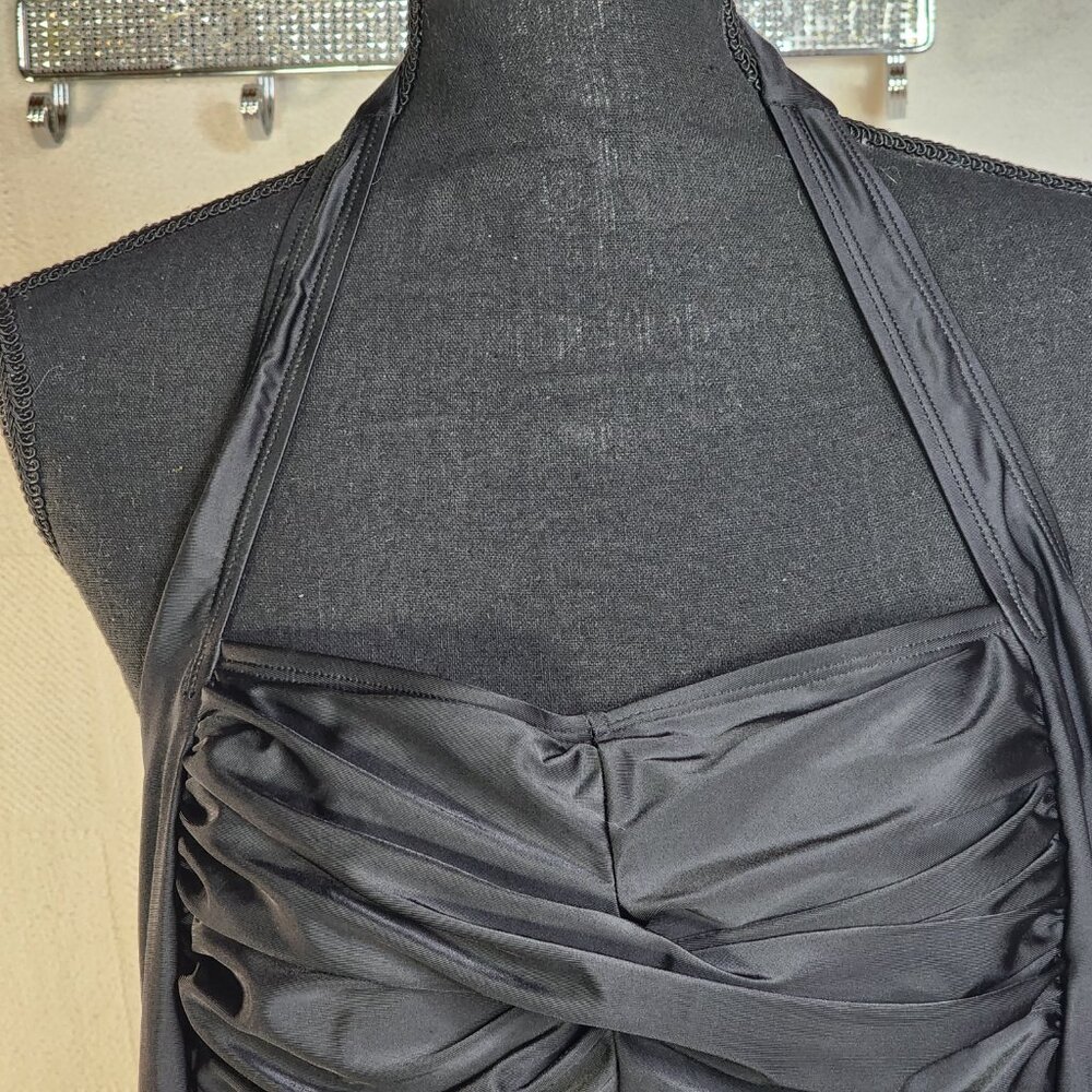 Smismivo Black Tummy Control Halter One Piece Slimming Ruched Bathing Suit Sz M - Picture 5 of 16